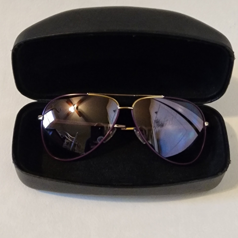 Salvatore Ferragamo Purple Aviator Sunglasses with Gold Bridge
